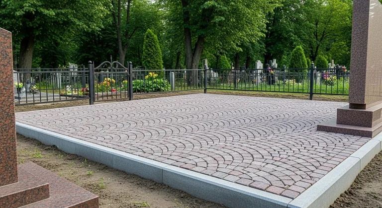 Гранитная плитка ёлочкой на участке, образец ПМ021 в Хабаровске