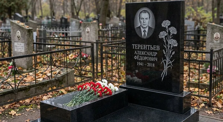 Памятник с гравировкой гвоздик — выполненная работа «Терентьев» в Хабаровске