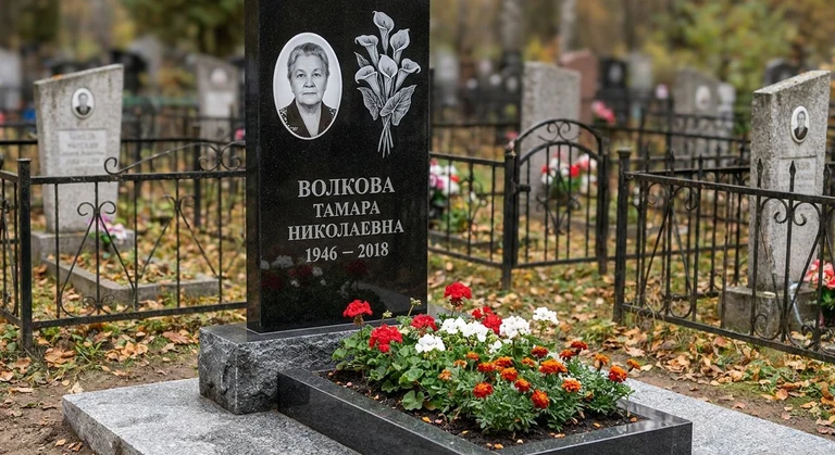 Гравировка калл на памятник в Хабаровске — пример работы на граните