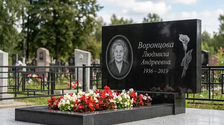 Памятник с гравировкой калл — выполненная работа «Воронцова» в Хабаровске