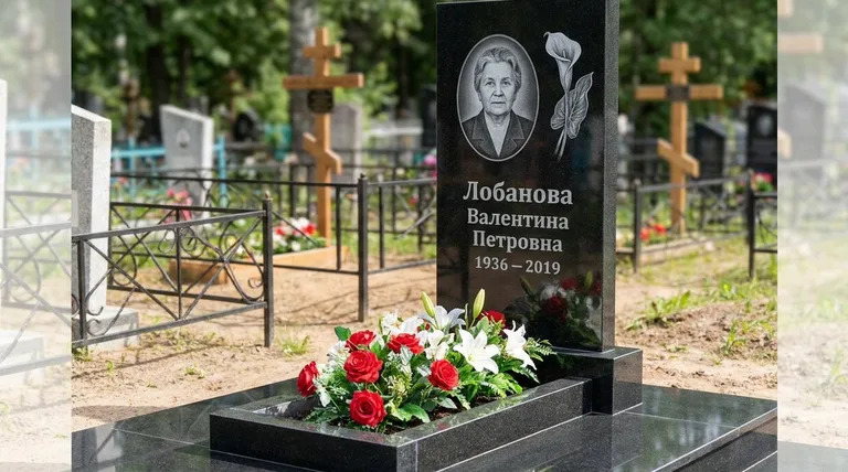 Памятник с гравировкой калл — выполненная работа «Лобанова» в Хабаровске