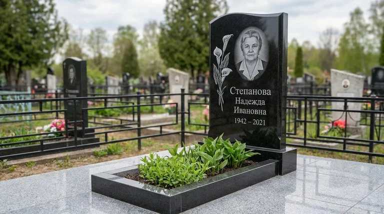 Памятник с гравировкой калл — выполненная работа «Степанова» в Хабаровске