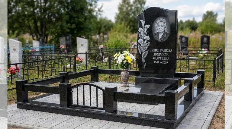Памятник с гравировкой калл — выполненная работа «Виноградова» в Хабаровске
