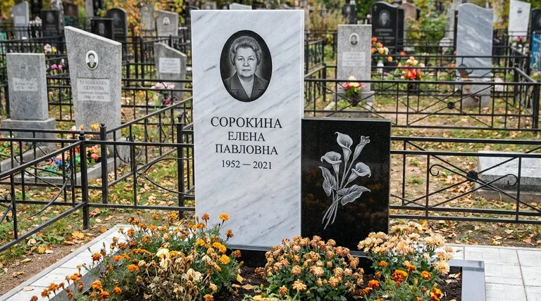 Памятник с гравировкой калл — выполненная работа «Сорокина» в Хабаровске
