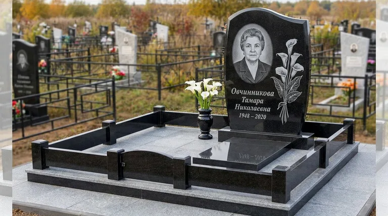 Памятник с гравировкой калл — выполненная работа «Овчинникова» в Хабаровске