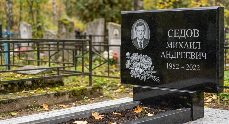 Памятник с гравировкой пионов — выполненная работа «Седов» в Хабаровске