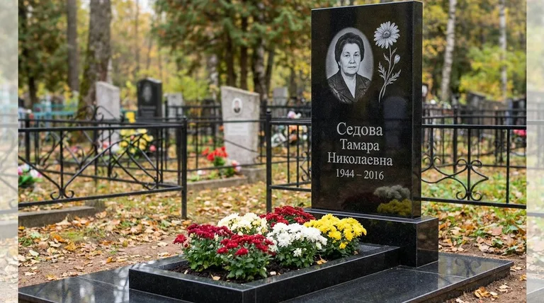 Памятник с гравировкой ромашек — выполненная работа «Седова» в Хабаровске