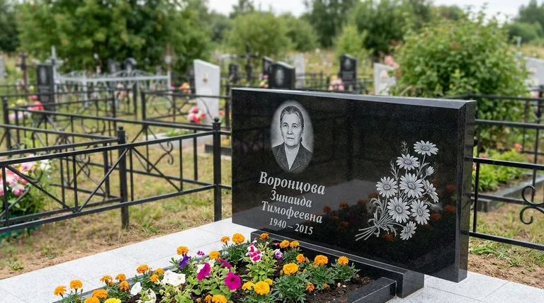 Памятник с гравировкой ромашек — выполненная работа «Воронцова» в Хабаровске
