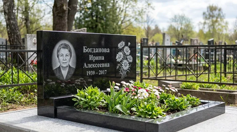 Памятник с гравировкой ромашек — выполненная работа «Богданова» в Хабаровске