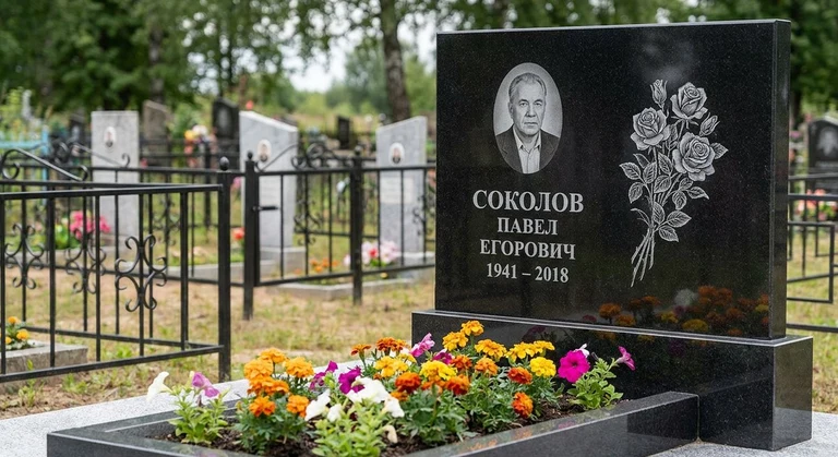 Гравировка роз на памятник в Хабаровске — пример работы на граните