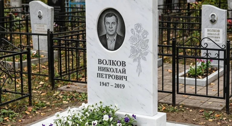 Памятник с гравировкой роз — выполненная работа «Волков» в Хабаровске
