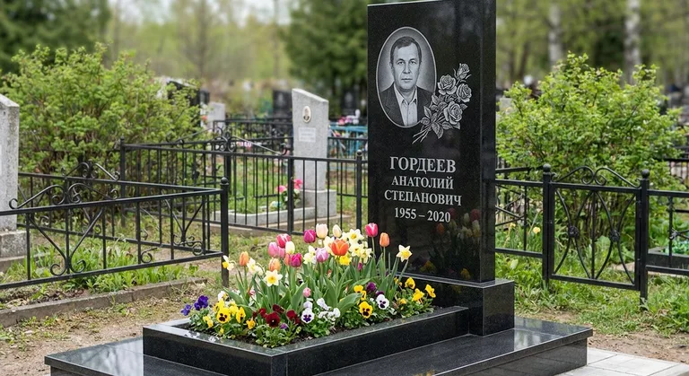Памятник с гравировкой роз — выполненная работа «Гордеев» в Хабаровске