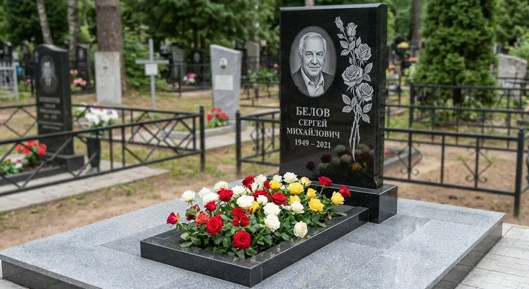Памятник с гравировкой роз — выполненная работа «Белов» в Хабаровске