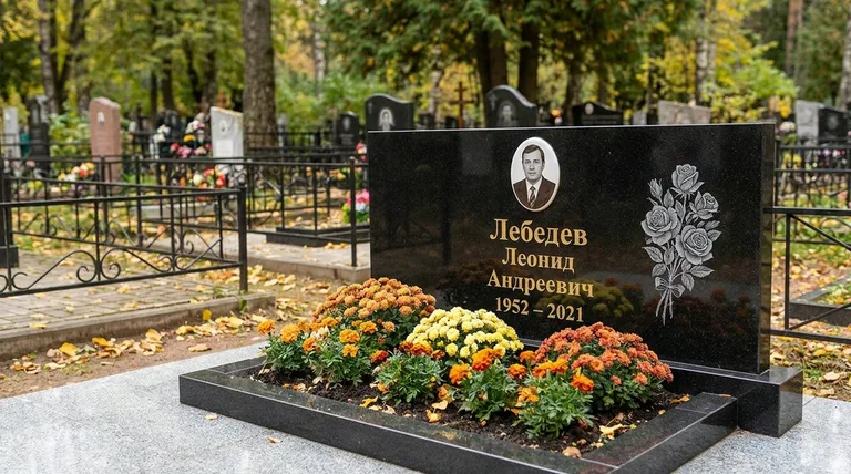 Памятник с гравировкой роз — выполненная работа «Лебедев» в Хабаровске
