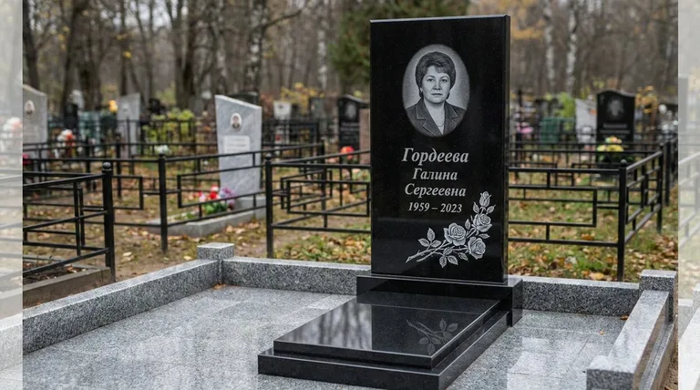 Памятник с гравировкой роз — выполненная работа «Гордеева» в Хабаровске