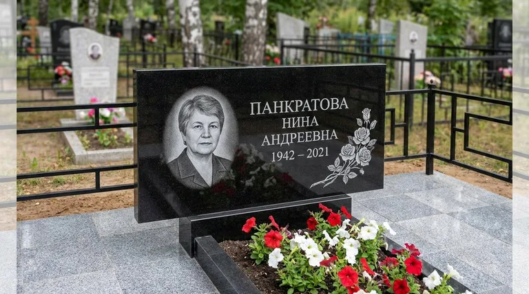 Памятник с гравировкой роз — выполненная работа «Панкратова» в Хабаровске