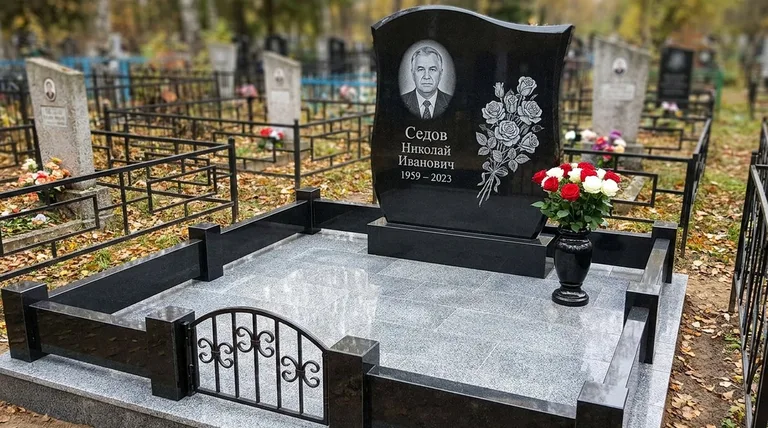Памятник с гравировкой роз — выполненная работа «Седов» в Хабаровске