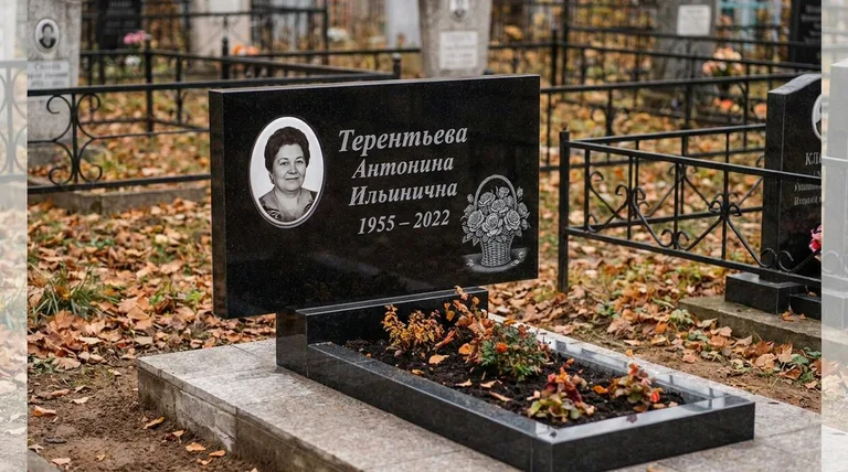 Памятник с гравировкой роз — выполненная работа «Терентьева» в Хабаровске