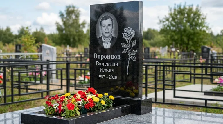 Памятник с гравировкой роз — выполненная работа «Воронцов» в Хабаровске