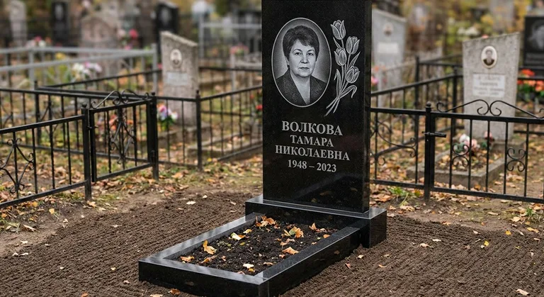 Памятник с гравировкой тюльпанов — выполненная работа «Волкова» в Хабаровске