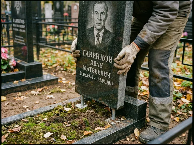 Демонтаж гранитного памятника (стелы) с могилы в Хабаровске