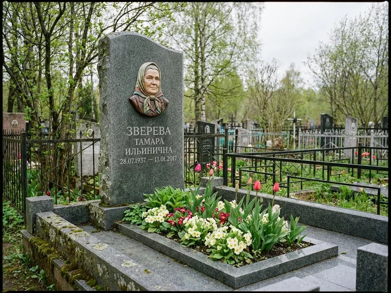 Керамический портрет на летнем кладбище в Хабаровске