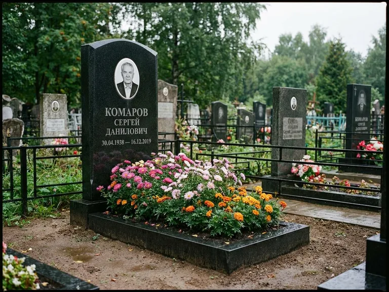 Портрет на керамике — семейный памятник в Хабаровске
