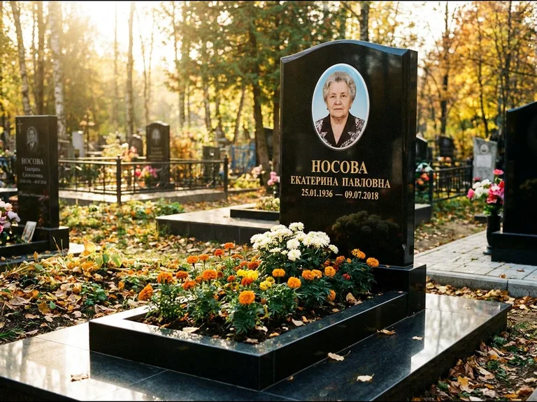 Керамический портрет мужчины на чёрном граните в Хабаровске