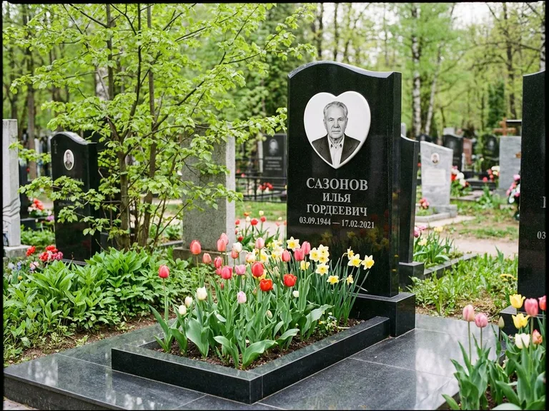 Цветной керамический портрет на памятнике в Хабаровске