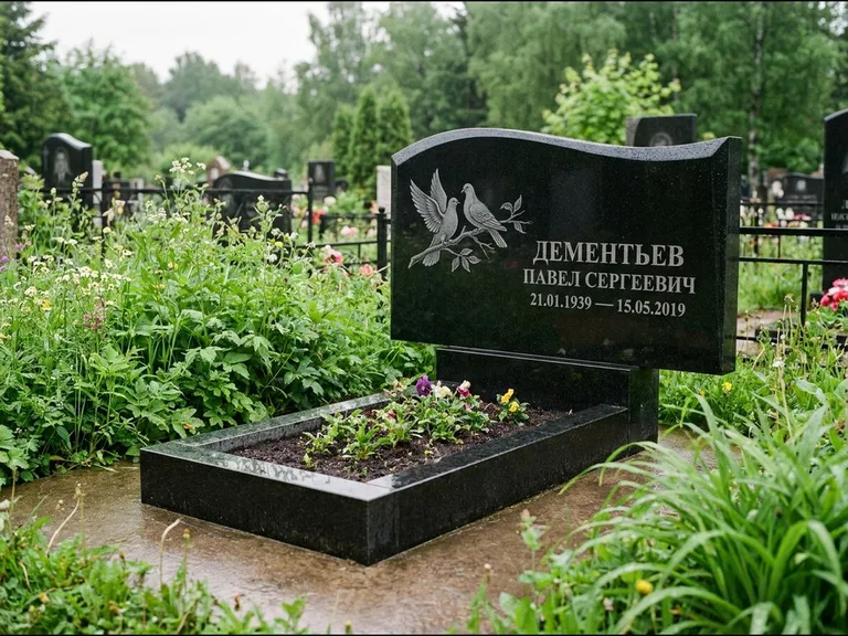 Памятник с гравировкой голубей — гравировка голубей, работа «Дементьев» в Хабаровске