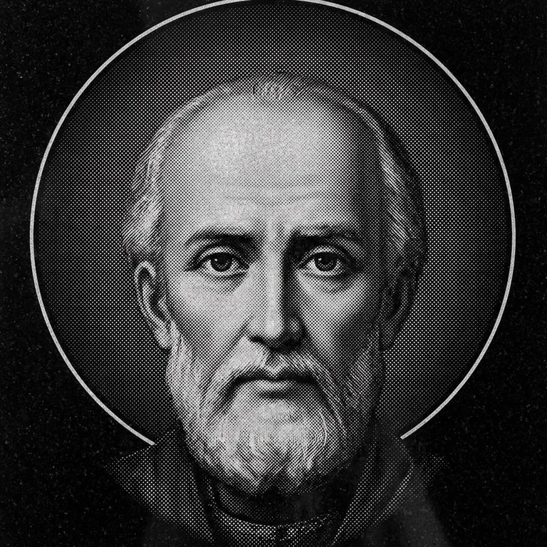 Эскиз иконы: Николай Чудотворец (полутон) — объёмный лик святителя, гравировка на памятник в Хабаровске