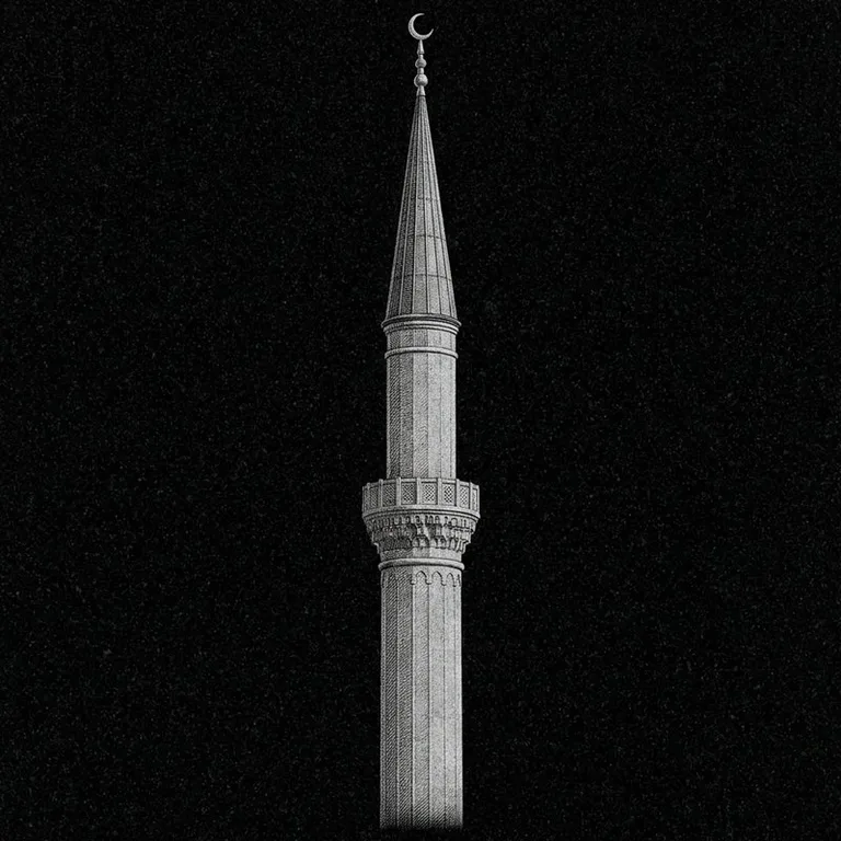 Эскиз: Минарет (фотореализм) — одиночный минарет с полумесяцем в Хабаровске