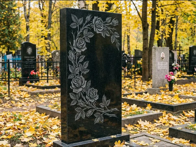 Цветы и орнамент — гравировка с выездом на кладбище в Хабаровске