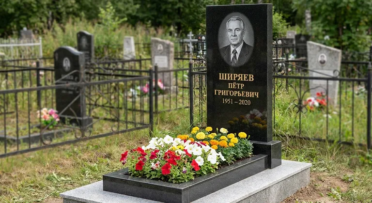 Памятник с цветником, Памятники мастерской «Мастер Каменев» на кладбищах Новосибирска