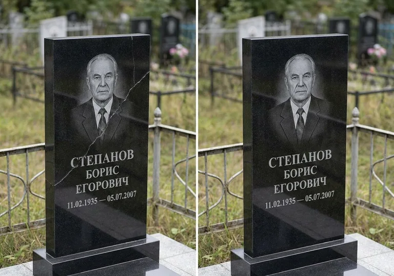Восстановление надписи и портрета на памятнике: до и после в Хабаровске