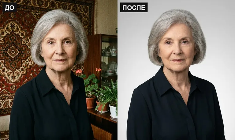 Ретушь фото на памятник — замена фона: до и после в Хабаровске