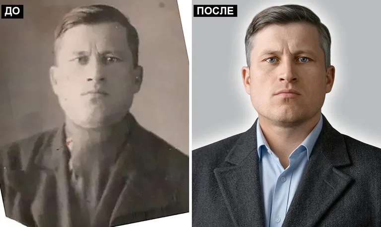 Ретушь фото на памятник — замена одежды: до и после в Хабаровске