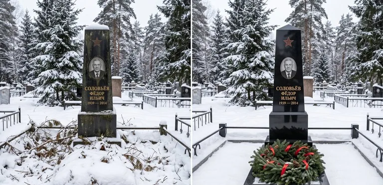 Уборка старого памятника до и после в Хабаровске