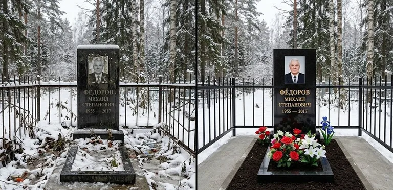 Диптих №20: тротуарная плитка вокруг памятника отмыта аппаратом высокого давления в Хабаровске