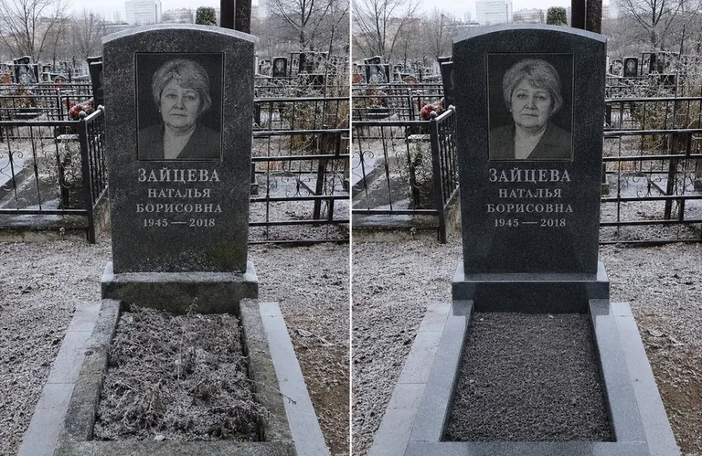 Диптих №10: белый мрамор — убраны жёлтые подтёки, восстановлена белизна стелы в Хабаровске