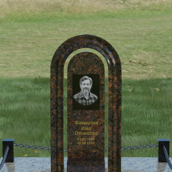 Памятник-арка из гранита с зеркальной полировкой, гранит Дымовский
