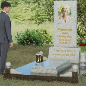Комбинированный памятник вертикальный без креста - П069