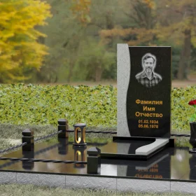 Гранитный вертикальный светский памятник - П125