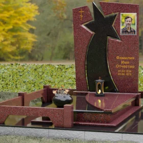 Православный комбинированный памятник с крестом на одного - П183