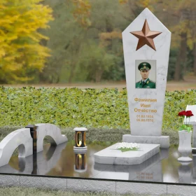 Гранитный вертикальный памятник на одного - П191