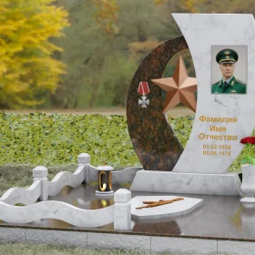 Комбинированный вертикальный памятник на одного - П192