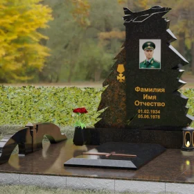Гранитный вертикальный памятник с мемориальным комплексом - П202