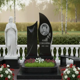 Элитный вертикальный светский памятник без креста - ПН105