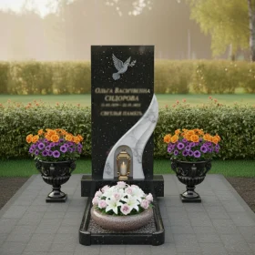 Вертикальный гранитный памятник для одного в мемориальном комплексе - ПН136
