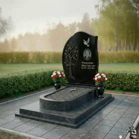 Элитный гранитный вертикальный памятник светский - ПН227